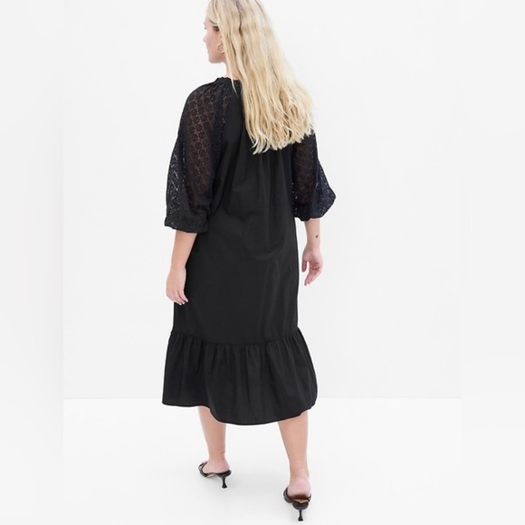 Gap Dress Midi lace sleeve 100% Cotton poplin body shift fit pullover style - Picture 2 of 9